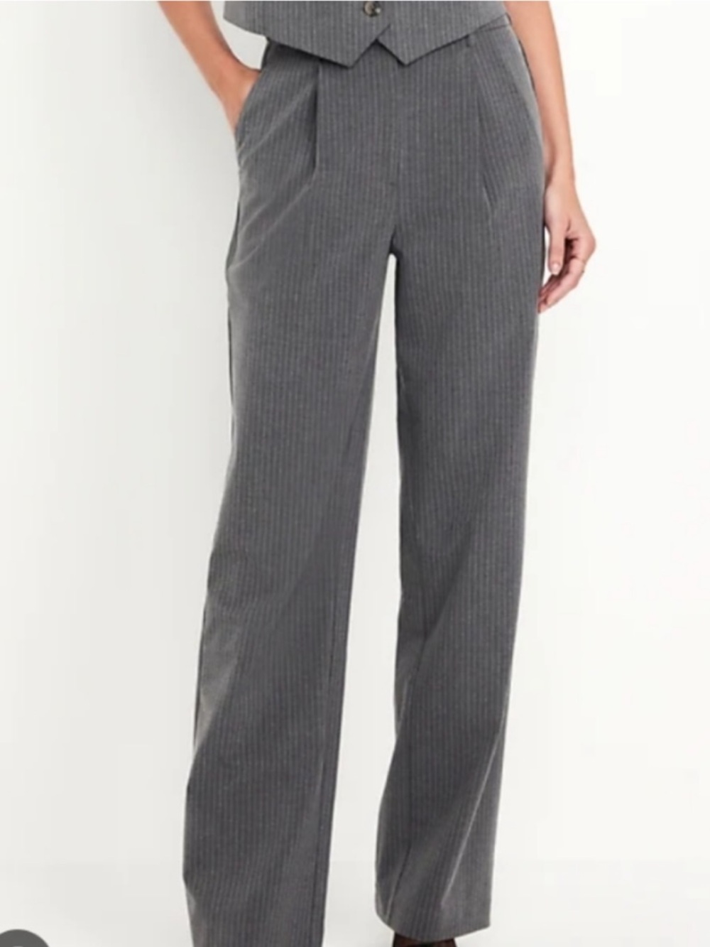 NWT Old Navy Taylor Wide-Leg Pinstripe Trousers - Gray Size 2X